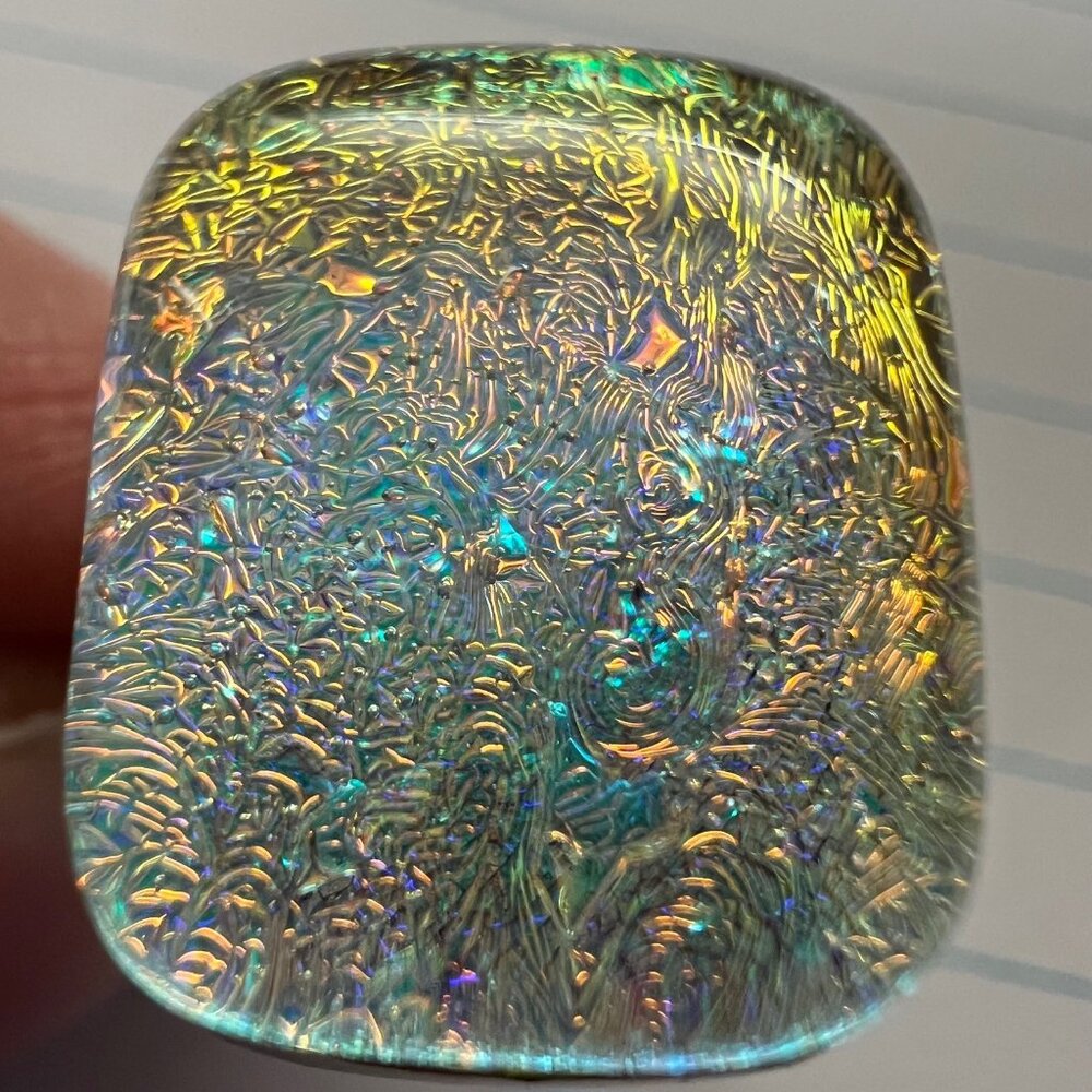 Gorgeous Sterling Silver and Glass Opalescent Ring Size 7